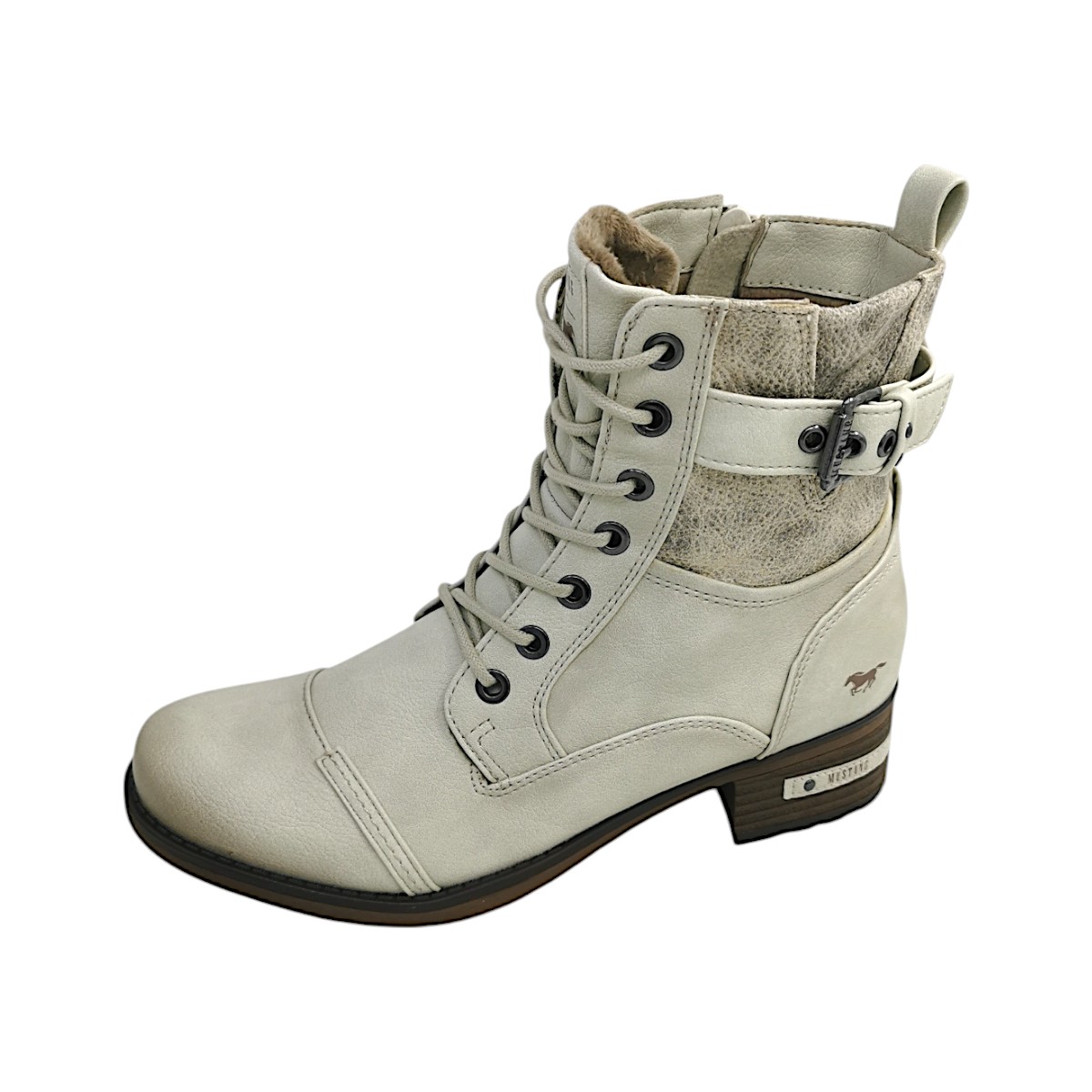 Mustang Damenschuhe Schnürstiefel Weiß Freizeit (203 ICE, Größe 40 EU)