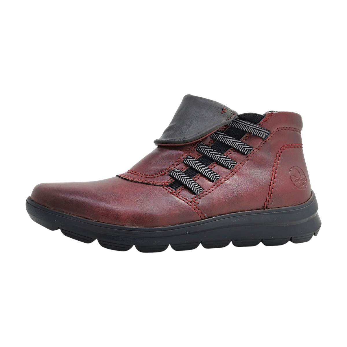 Rieker Damenschuhe Reißverschluss Schaftstiefel Rot Freizeit (wine/graphit, Gr. 1:41)