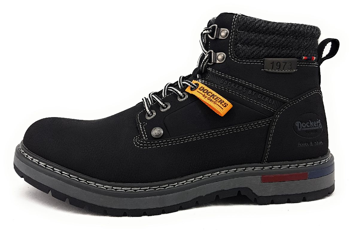 Dockers Herrenschuhe Stiefel Schnürer Stiefel Schwarz Freizeit