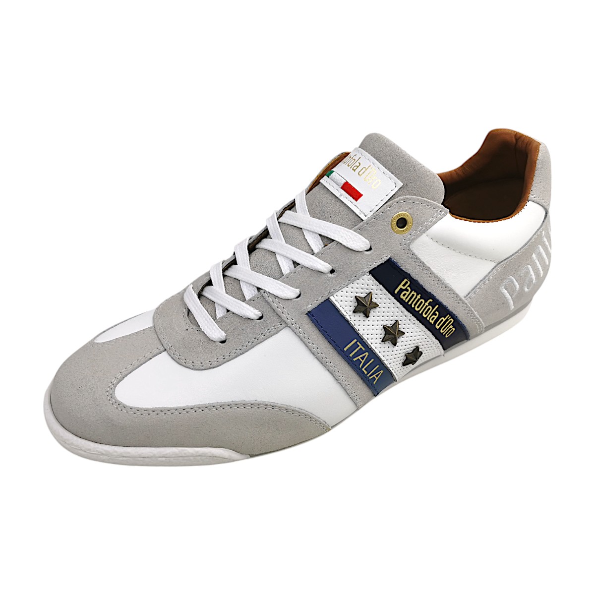 Pantofola d`oro Imola Uomo Low Herrenschuhe Schnürschuhe Weiß Freizeit (lt. grey/white 8121, Größe 46 EU)