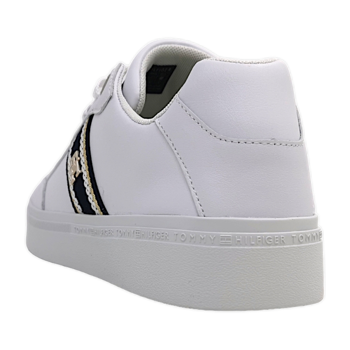 Tommy Hilfiger Cart Snake Damenschuhe sportlicher Schnürer Weiß Freizeit (YBS white, Größe 41 EU)