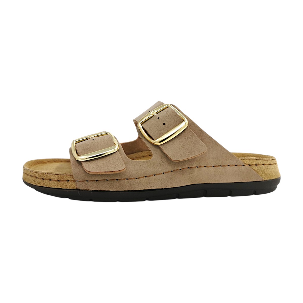 Jane Klain Damenschuhe Pantoletten Fußbett Beige Freizeit