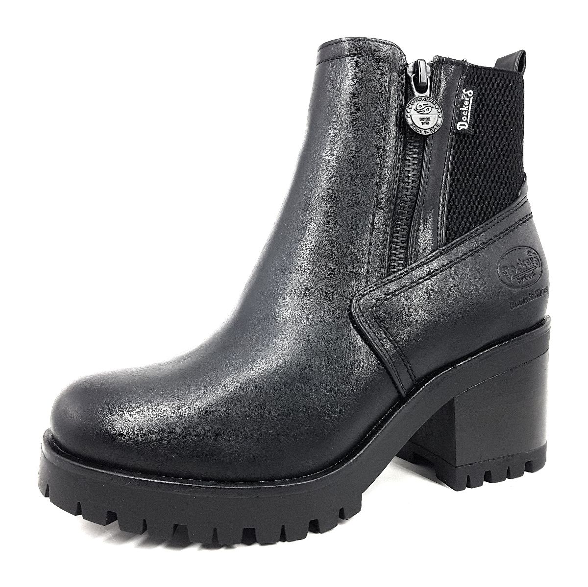 Dockers by Gerli Damenschuhe Stiefeletten Reißverschluss Schwarz Freizeit (schwarz/dk. grau 122, Gr. 1:38)