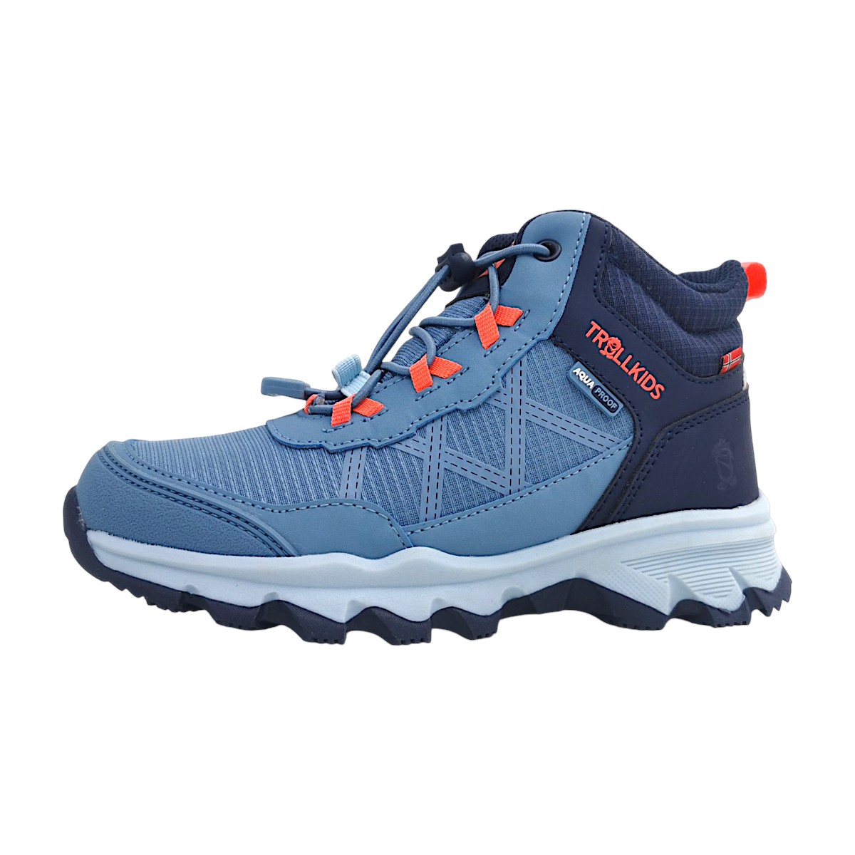 Trollkids Hiker Mid XT Kinderschuhe Mädchen Schnürstiefel Blau Freizeit (shadowblue/navy/sky, Größe 33 EU)