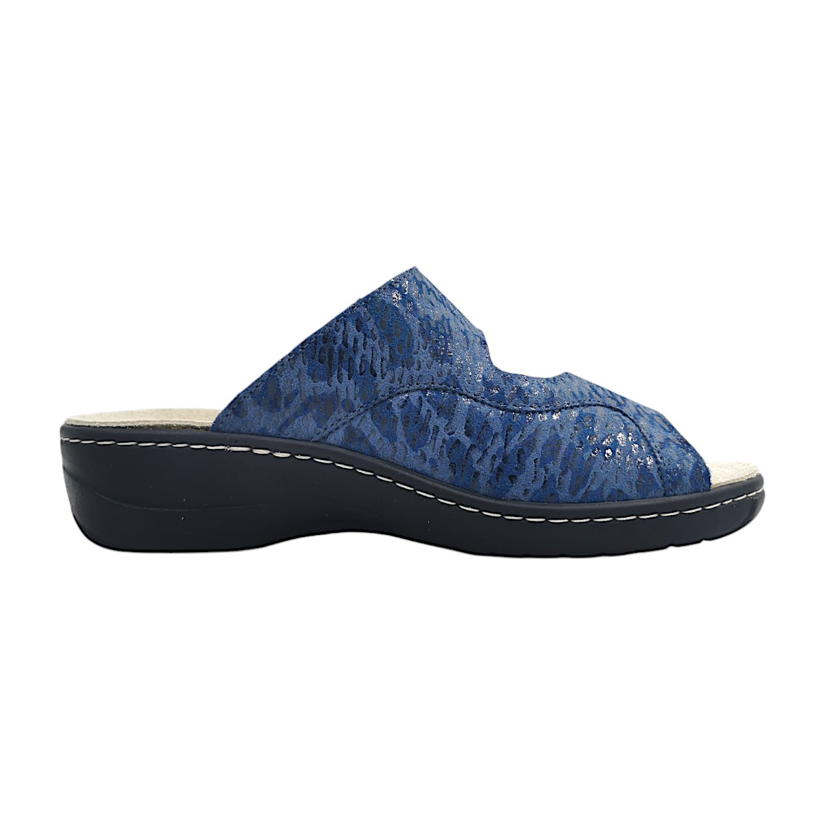 Hickersberger Milano Damenschuhe Pantoletten Fußbett Blau Freizeit (black/desert 7011, Größe 37 EU)