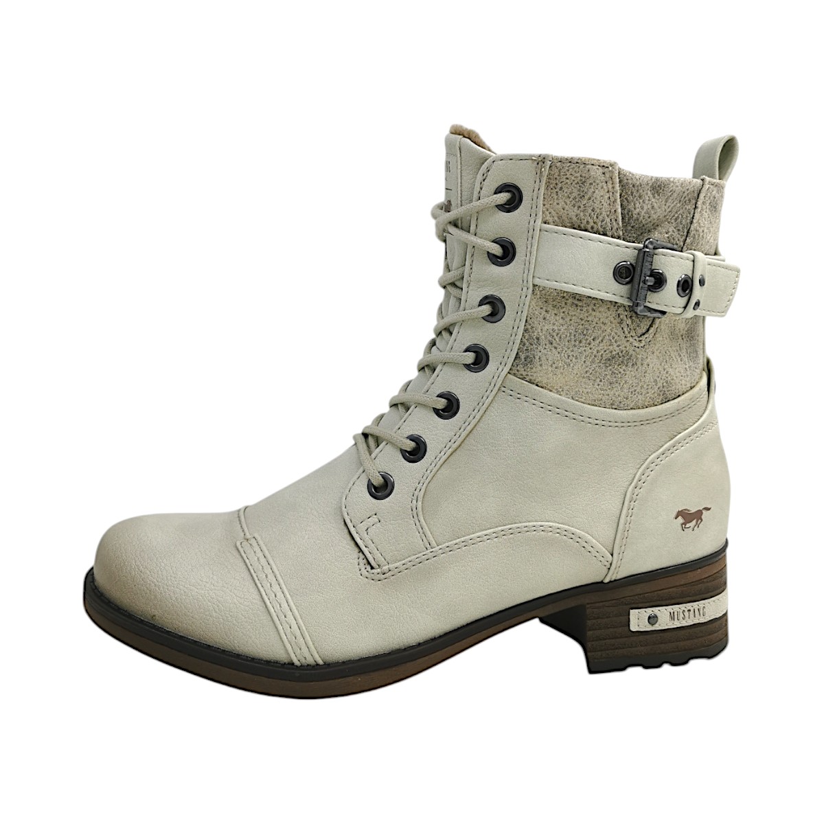 Mustang Damenschuhe Schnürstiefel Weiß Freizeit