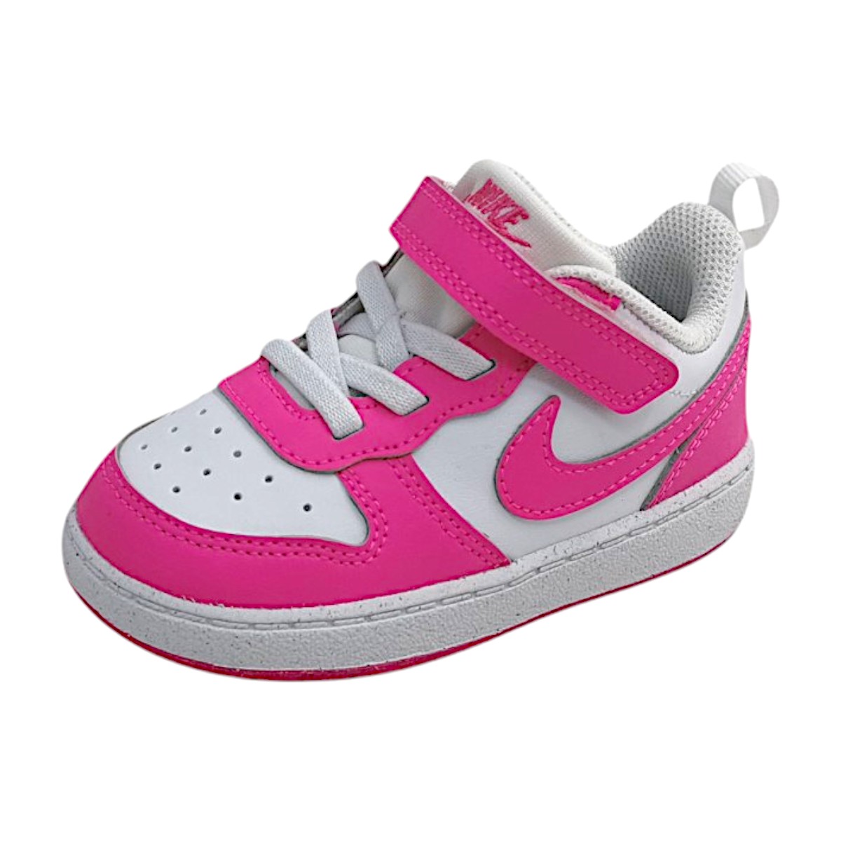 Nike COURT BOROUGH LOW RECRA Sportschuhe Kinder Laufschuhe Weiß (weiss/rosa 123, Größe US 9C)