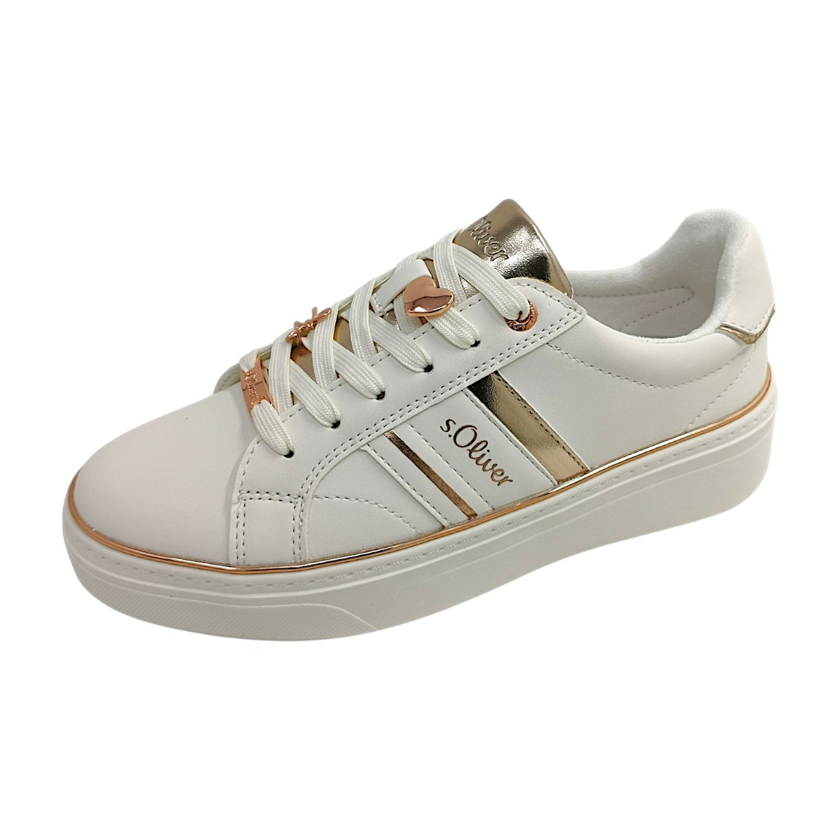 s.Oliver Damenschuhe Schnürschuhe Sportive Weiß Freizeit (white/rose/gold 01H1, Gr. 1:36) s.Oliver Damenschuhe Schnürschuhe Sportive Weiß Freizeit (white/rose/gold 01H1, Gr. 1:36)