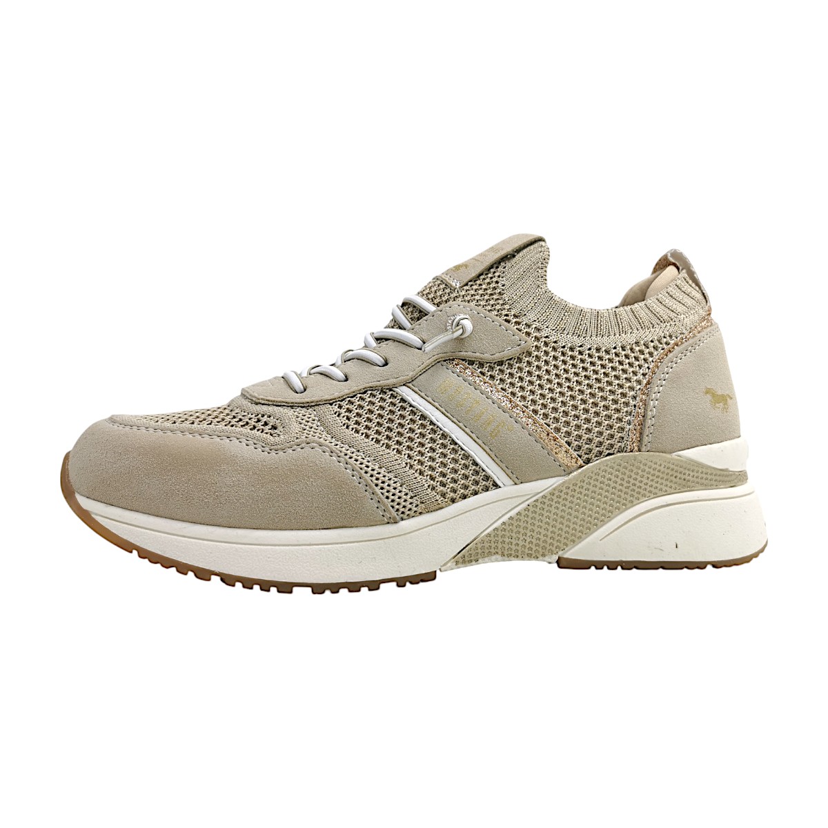 Mustang Damenschuhe sportlicher Schnürer Beige Freizeit