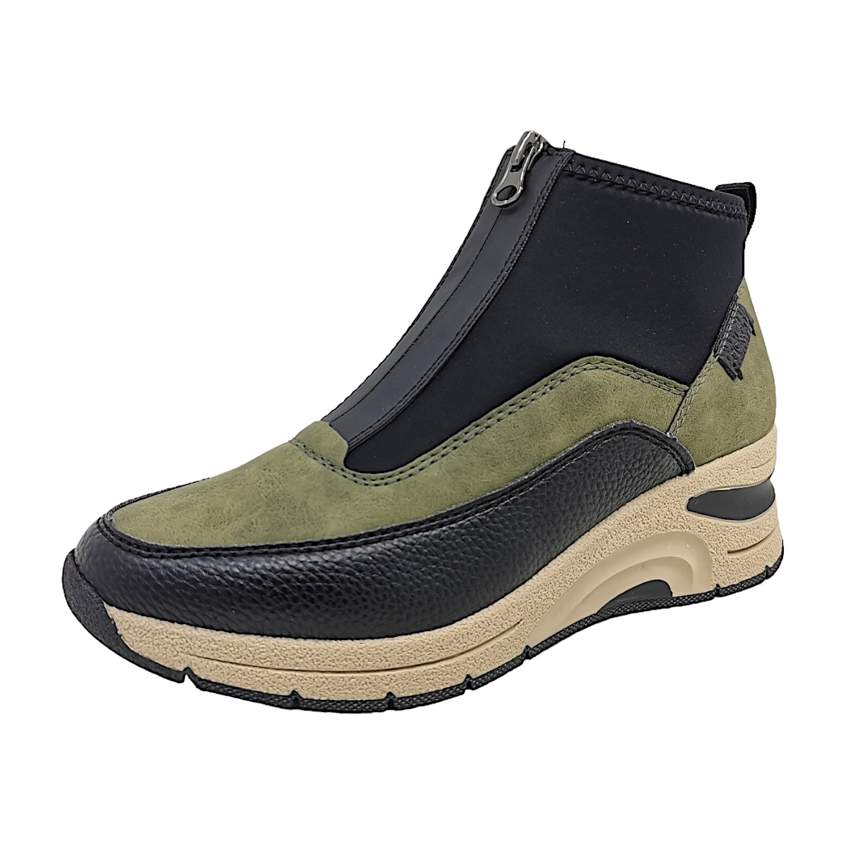 Rieker Damenschuhe Für lose Einlagen Stiefel Grün Freizeit (grün kombi 54, Größe 41 EU)