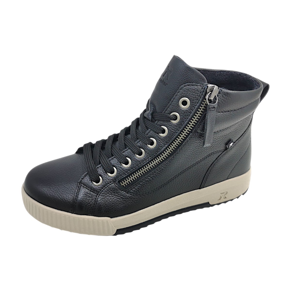 Rieker Damenschuhe Schnürstiefel mit Reißverschluss Schwarz Freizeit (schwarz 00, Gr. 1:37)