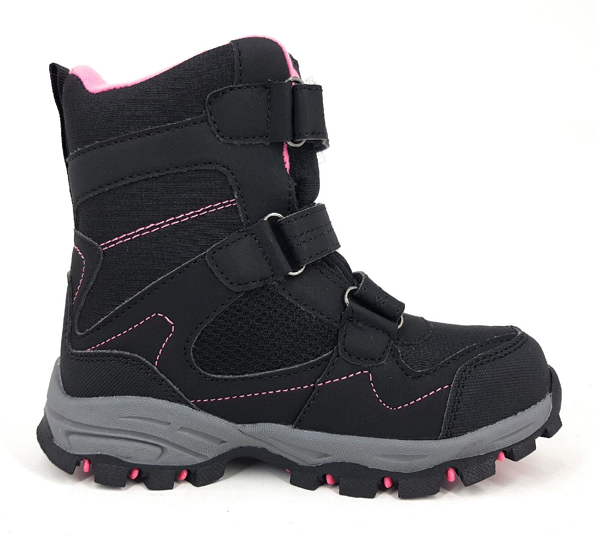 KangaRoos Kinderschuhe Mädchen Stiefel Klett Stiefel Schwarz Freizeit (5025 jet black/ pink, Größe 28 EU)