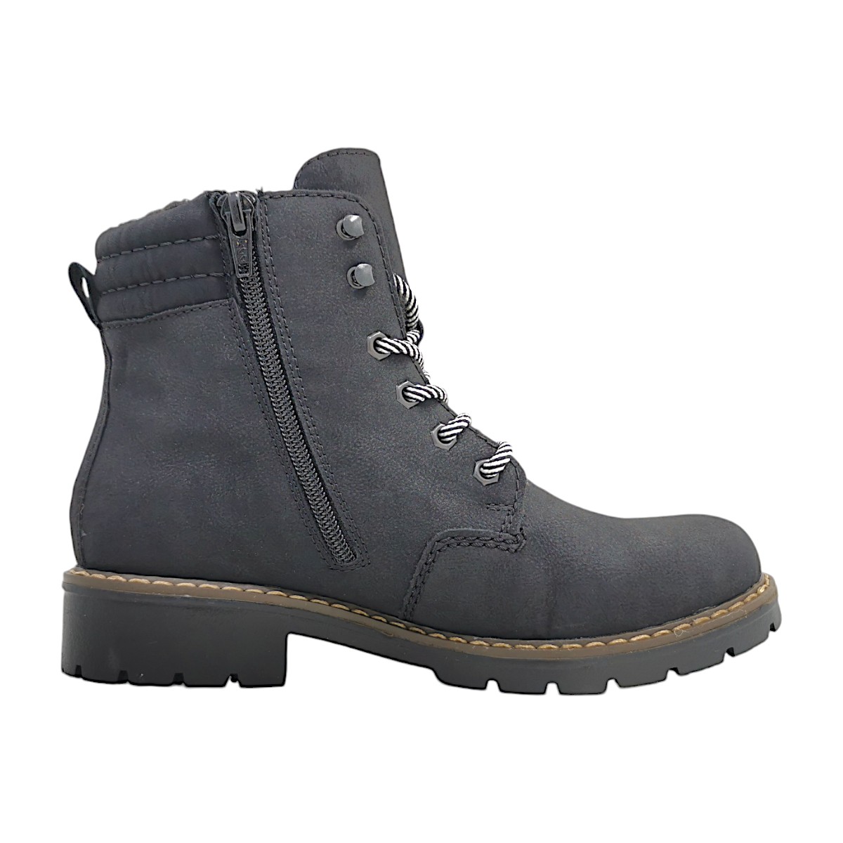 Rieker Damenschuhe Schnürstiefel Schwarz Freizeit (00- Schwarz/Nuss, Gr. 1:36)