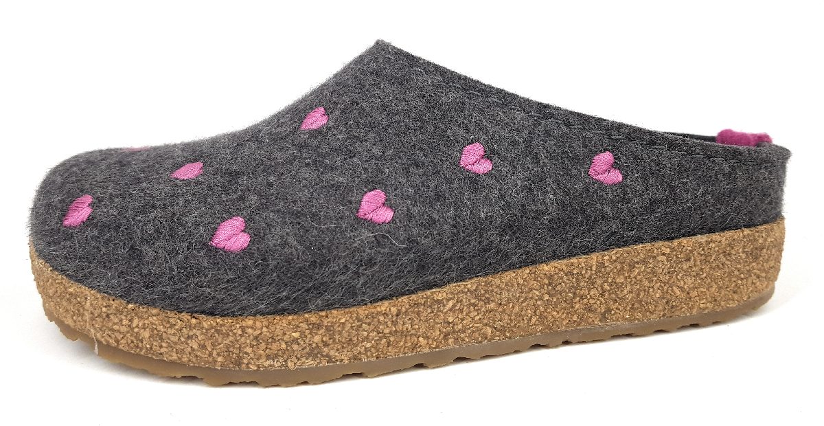 Haflinger Grizzly Cuoricini Damenschuhe Hausschuhe Pantolette Grau Freizeit (Anthrazit 4, Größe 39 EU)
