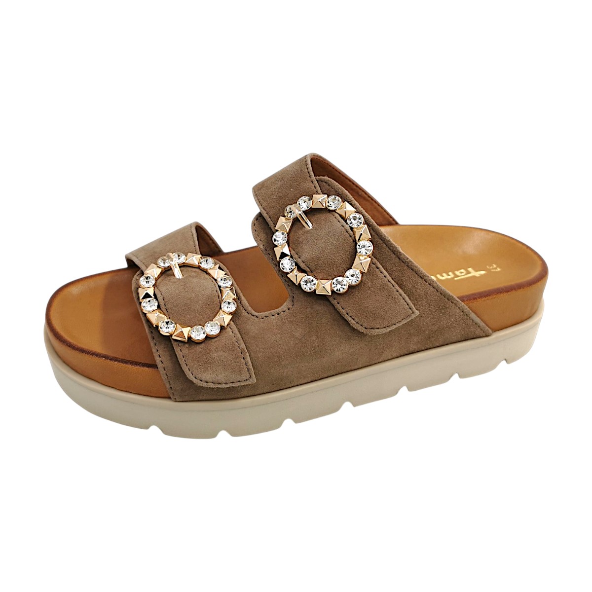 Tamaris Damenschuhe Sandalen Bequem Pantolette Braun Freizeit (Taupe suede 378, Gr. 1:39)