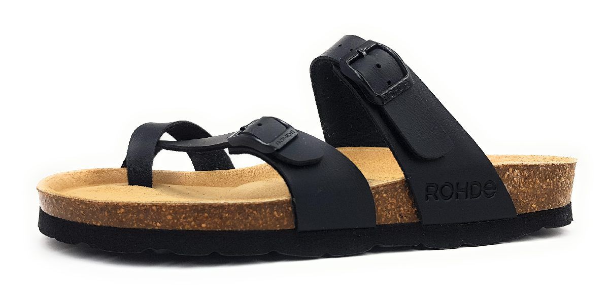 Rohde Alba Damenschuhe Hausschuhe Pantolette Schwarz Freizeit