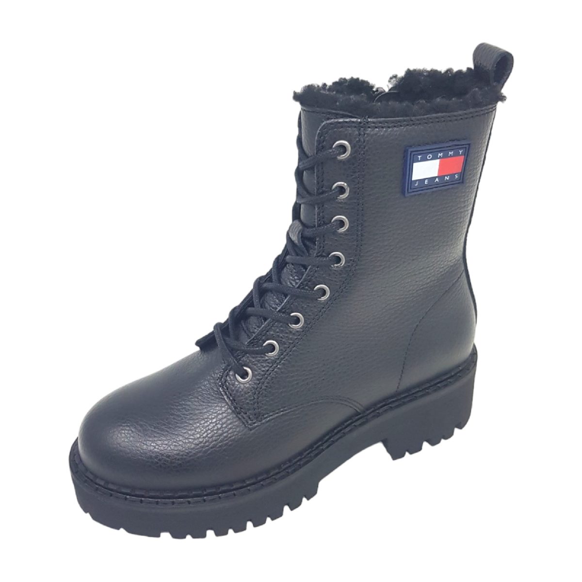 Tommy Hilfiger Urban Boot Tumbled LTR Damenschuhe Stiefel Schnürer Schwarz (BDS Black, Größe 41 EU)