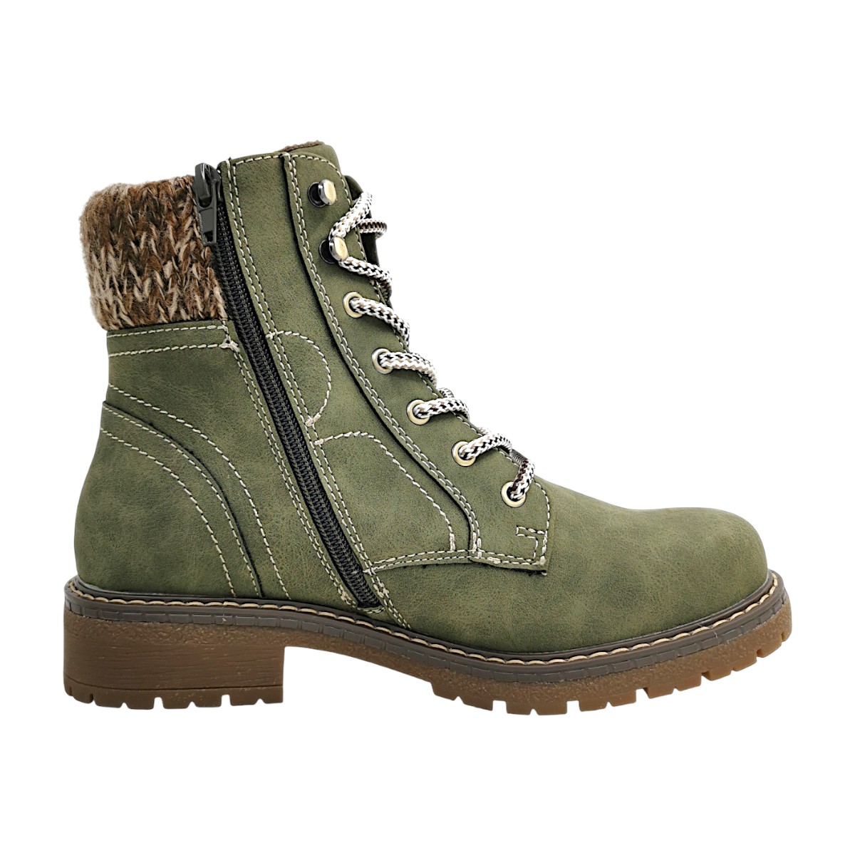 Jane Klain Damenschuhe Schnürstiefel Grün Freizeit (khaki 728, Größe 42 EU)