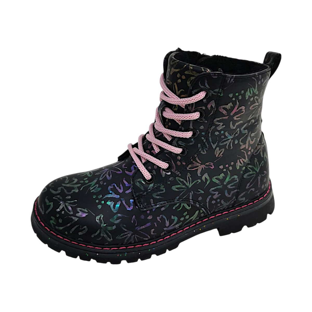 Becker Kinderschuhe Mädchen Schnürstiefel Schwarz Freizeit (schwarz/bunt, Größe 34 EU)
