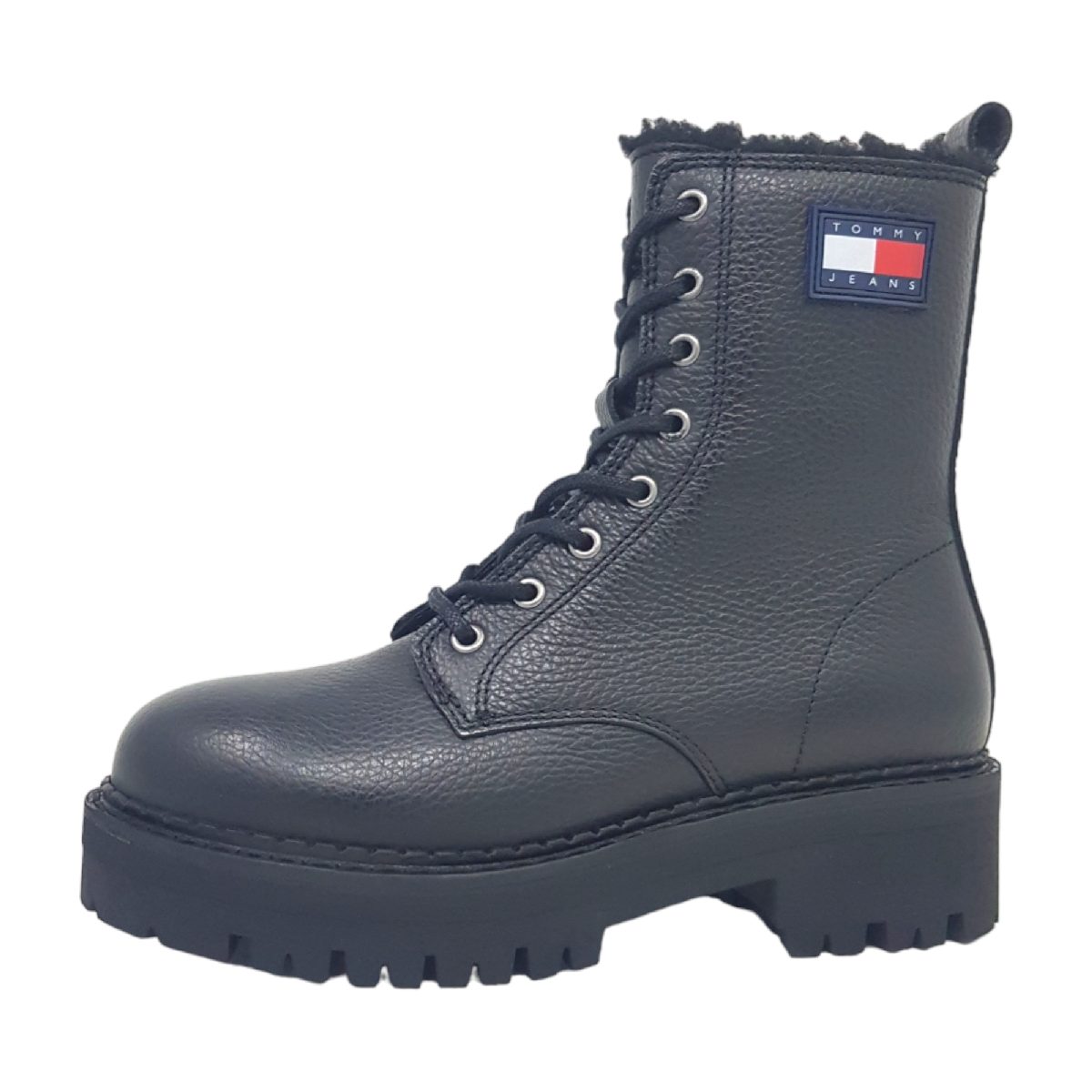 Tommy Hilfiger Urban Boot Tumbled LTR Damenschuhe Stiefel Schnürer Schwarz