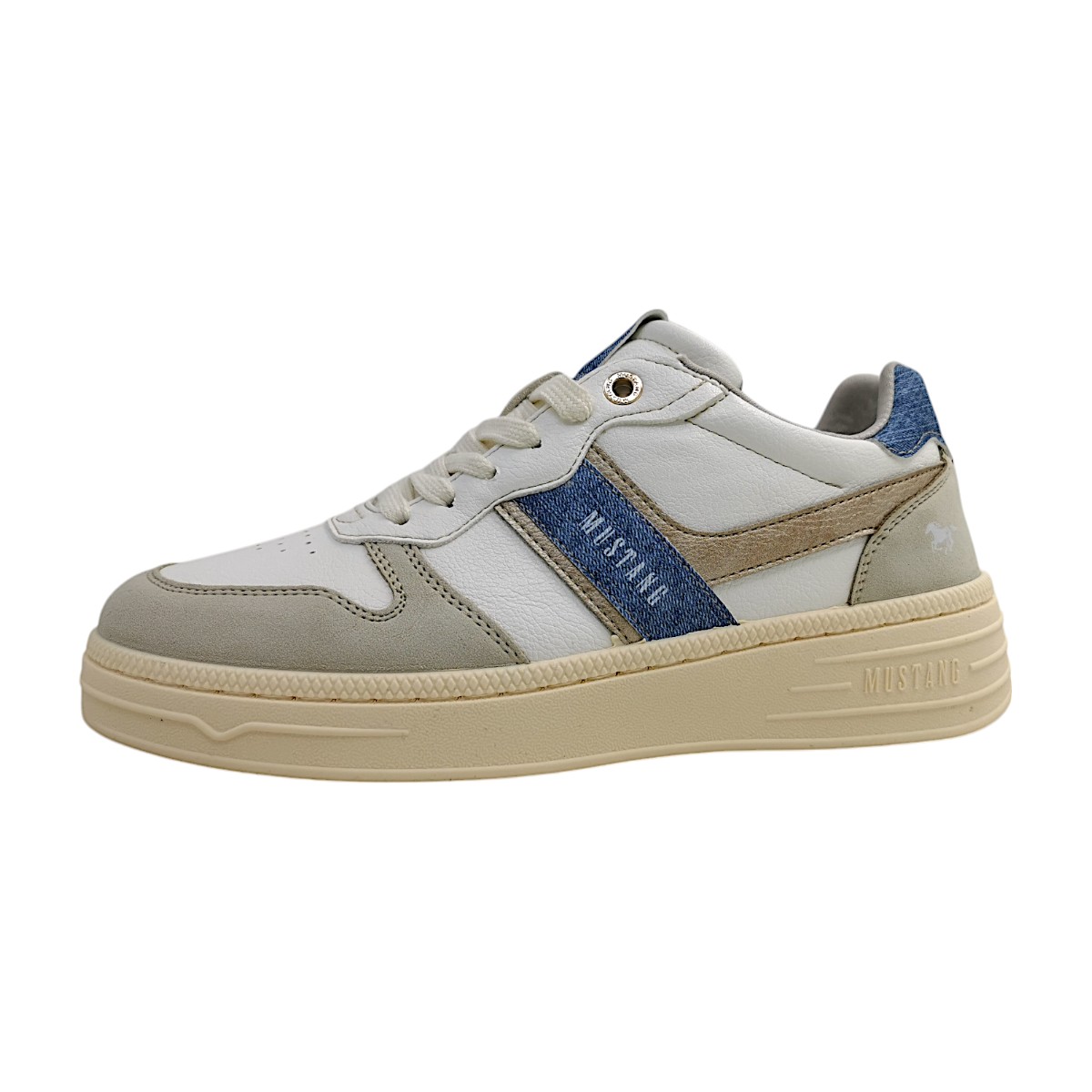 Mustang Damenschuhe Sportive Schnürer Weiß Freizeit