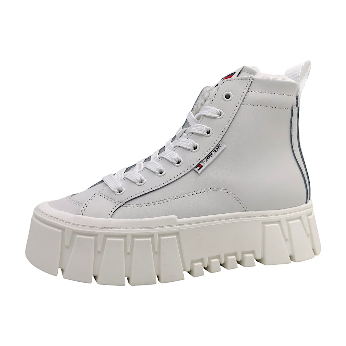 Tommy Hilfiger Vulc Flat Damenschuhe Stiefeletten Schnürer Stiefel Weiß