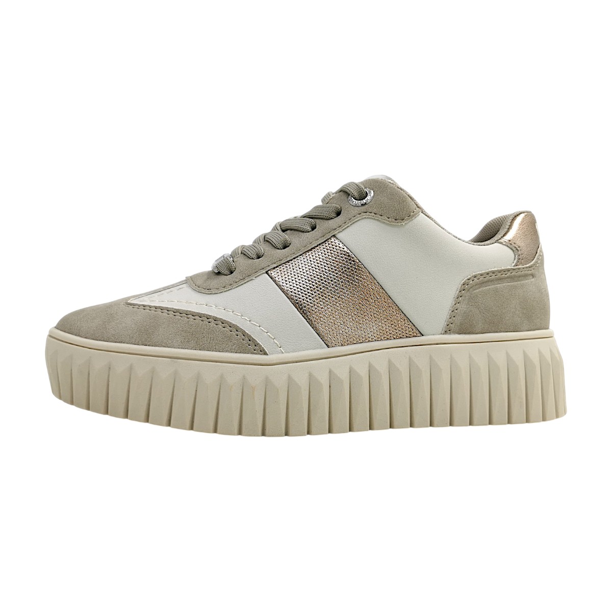 Marco Tozzi Damenschuhe Schnürschuhe Beige Freizeit