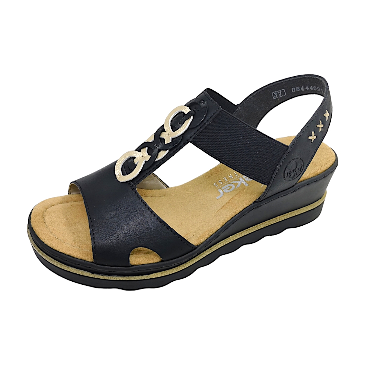 Rieker Luzern/Lagro/Kasanga 67498-00 Schwarz Schwarz/ Gold 00 Rieker Luzern/Lagro/Kasanga 67498-00 Schwarz Schwarz/ Gold 00