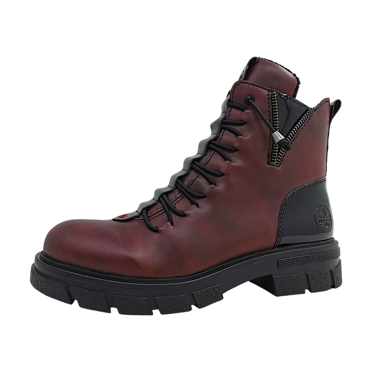 Rieker Damenschuhe Schnürstiefel Rot Freizeit (rot 35, Gr. 1:37)