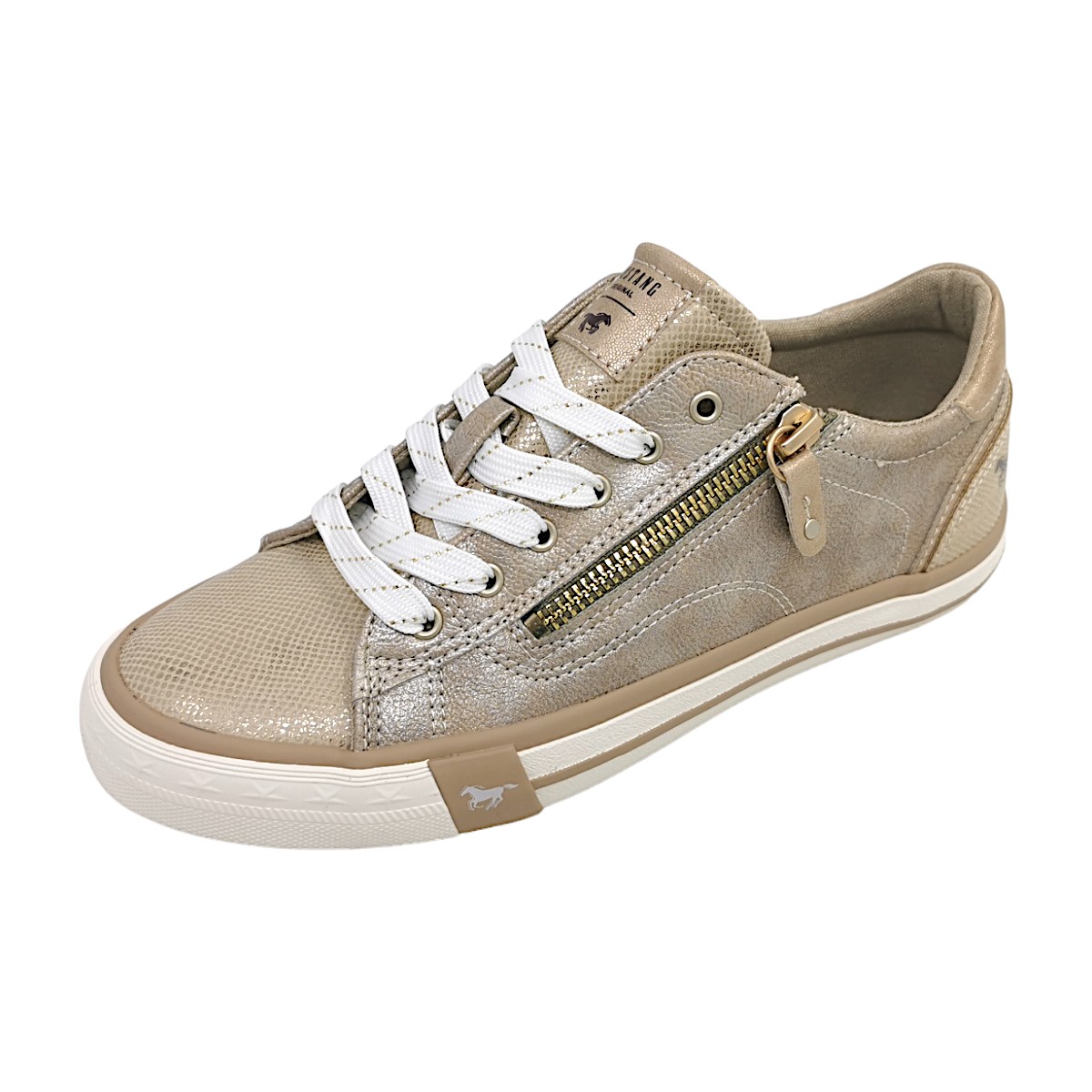 Mustang Damenschuhe Schnürschuhe Beige Freizeit (Bronze 221, Größe 42 EU)