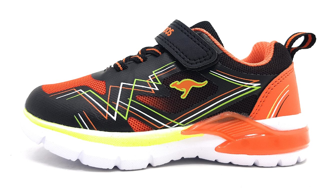 KangaRoos K-SL Flasher Kinderschuhe Jungen Halbschuhe Klett Sneaker Orange