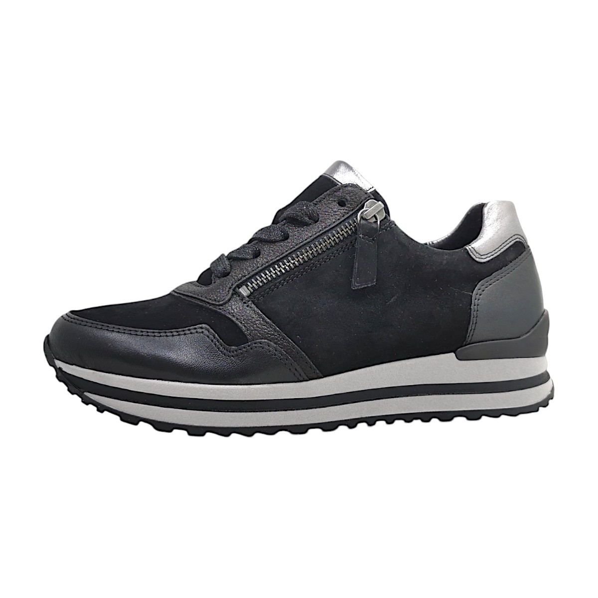 Gabor Comfort Damenschuhe Für lose Einlagen sportlicher Schnürer Schwarz