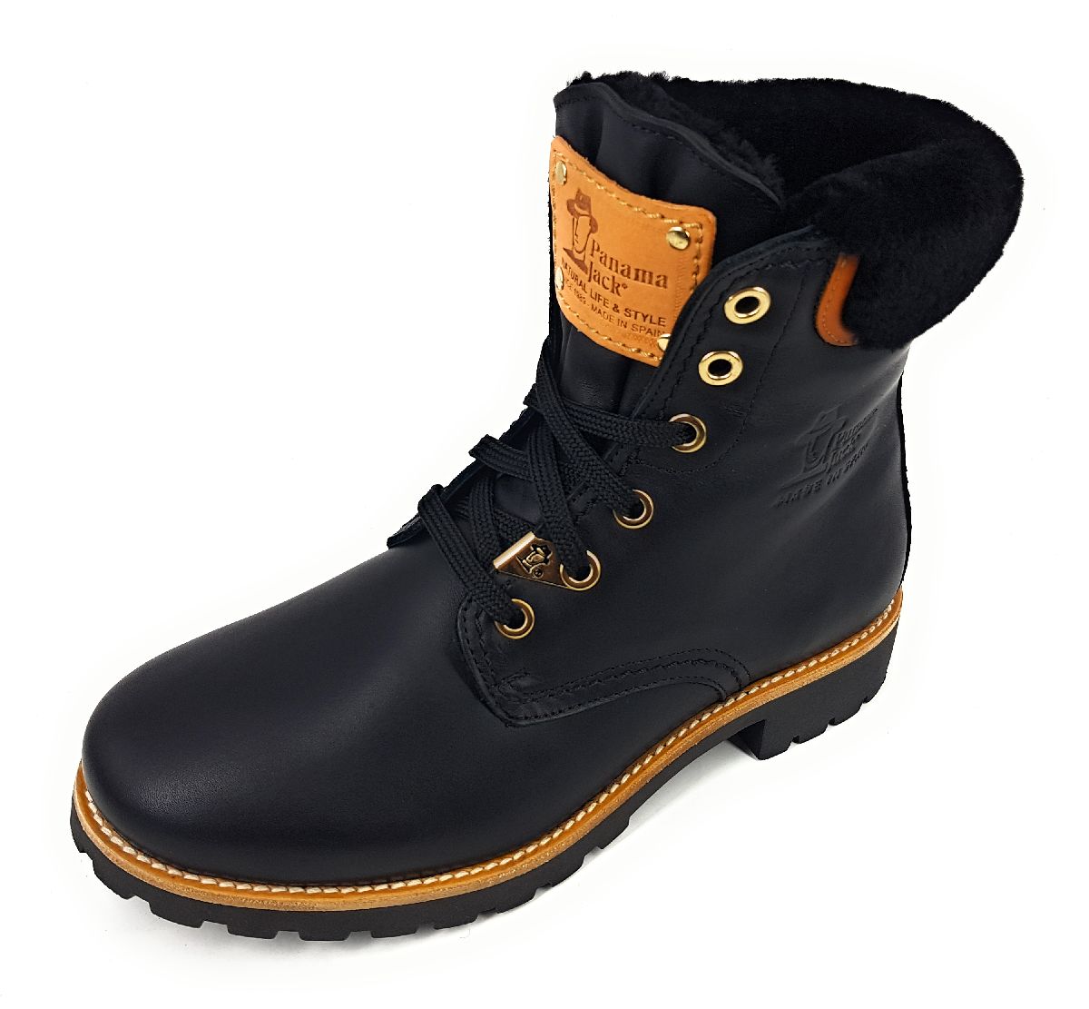 Panama Jack Damenschuhe Stiefel Schnürer Stiefel Schwarz Freizeit