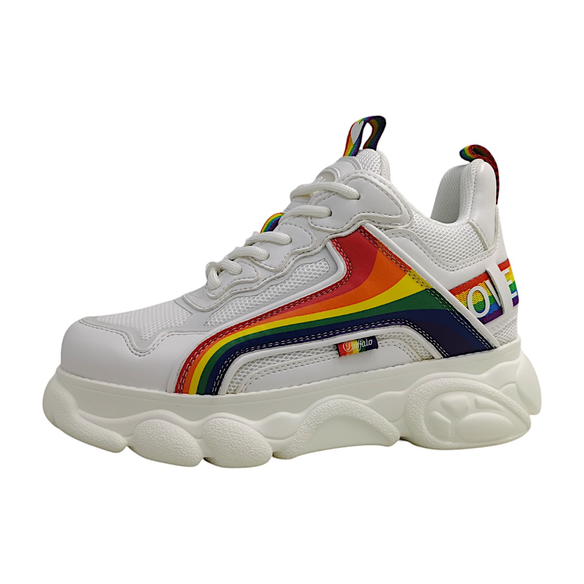 Buffalo Damenschuhe sportlicher Schnürer Weiß Freizeit