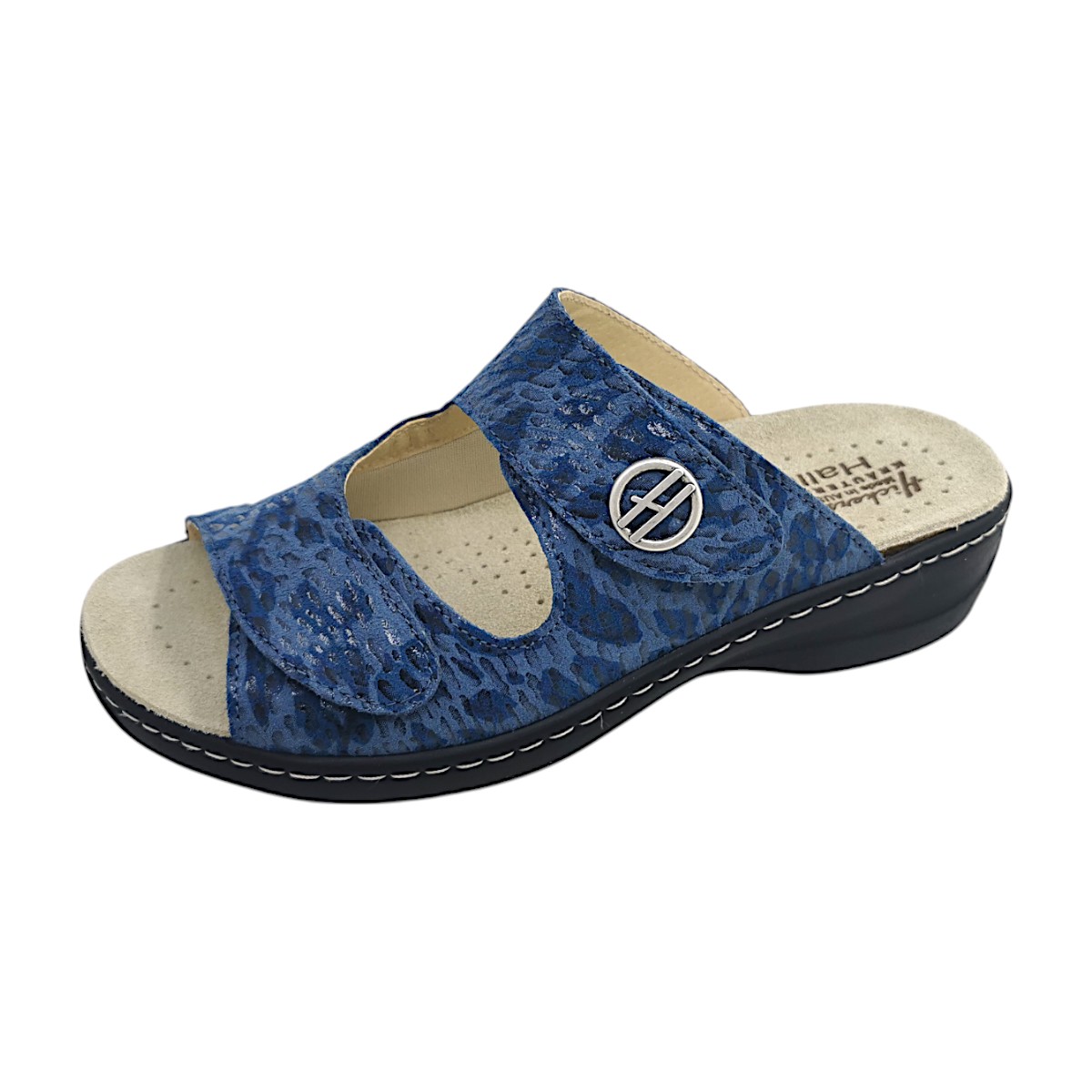 Hickersberger Milano Damenschuhe Pantoletten Fußbett Blau Freizeit (black/desert 7011, Größe 37 EU)