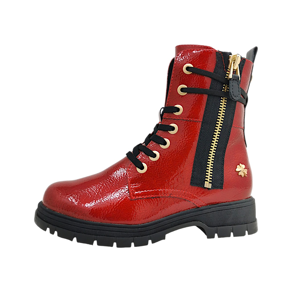 Marco Tozzi Damenschuhe Schnürstiefel Rot Freizeit (dark red patent 566, Gr. 1:37)