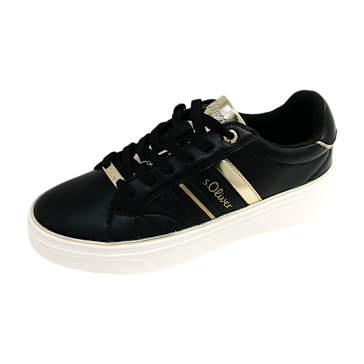 s.Oliver Damenschuhe Schnürschuhe Sportive Schwarz Freizeit (black/gold 99D5, Gr. 1:36) s.Oliver Damenschuhe Schnürschuhe Sportive Schwarz Freizeit (black/gold 99D5, Gr. 1:36)
