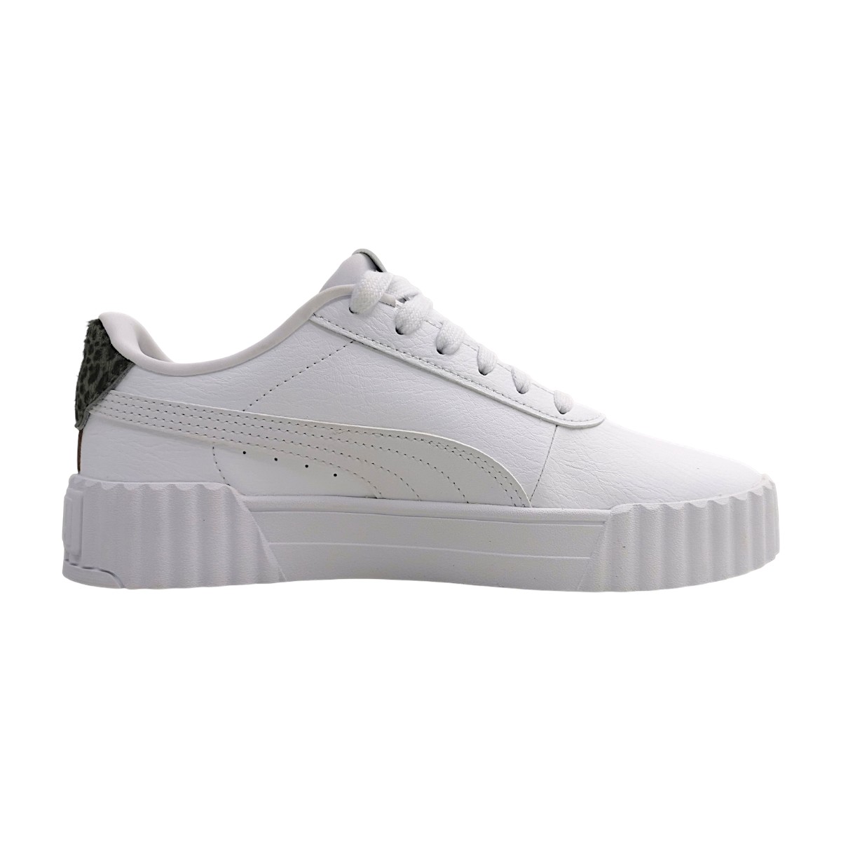 Puma Carina 3.0 Animal Flair Damenschuhe Halbschuhe sportlicher Schnürer Weiß Freizeit (white-gold 01, Größe 40.5 EU)
