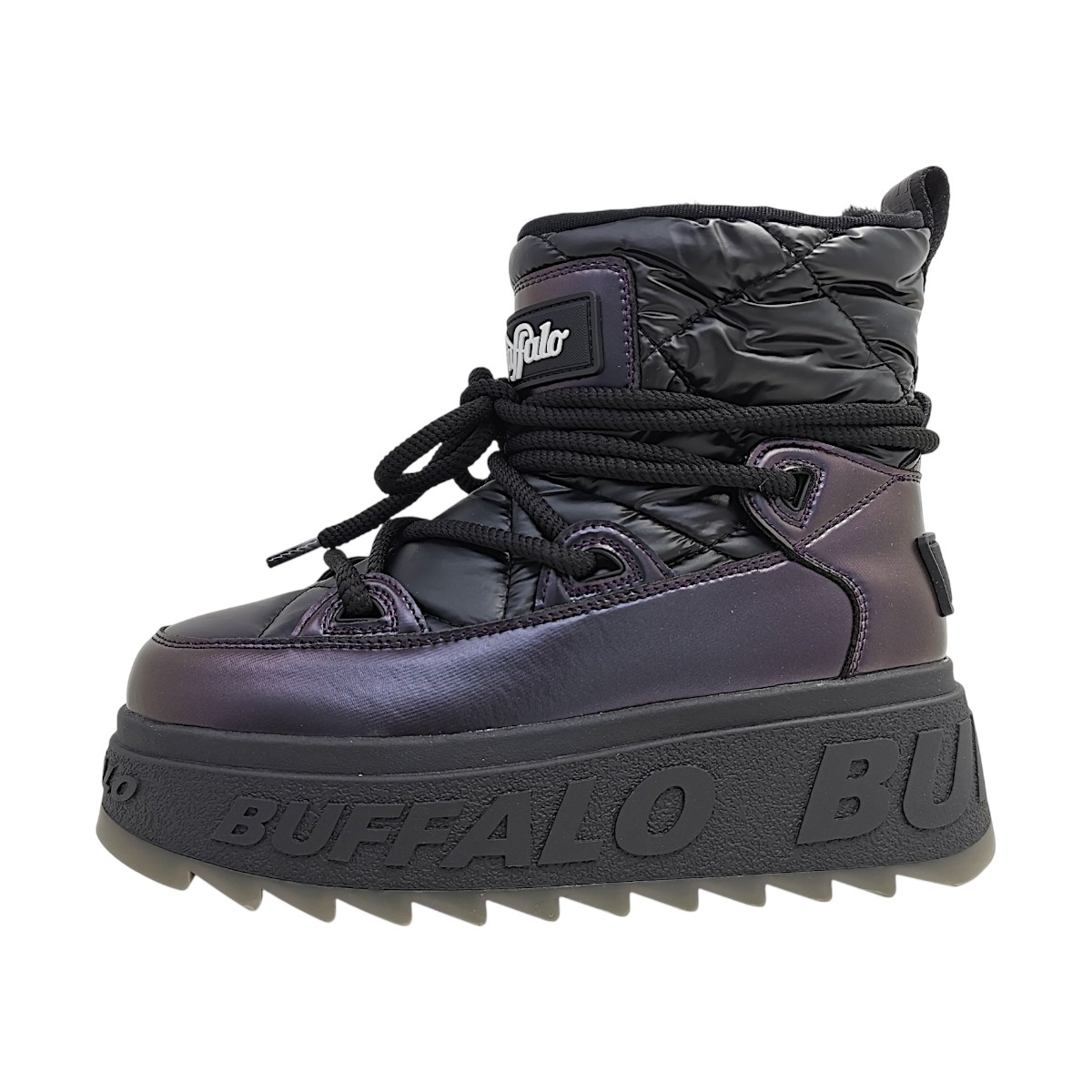 Buffalo Damenschuhe Stiefel Gefüttert Boots Schwarz Freizeit