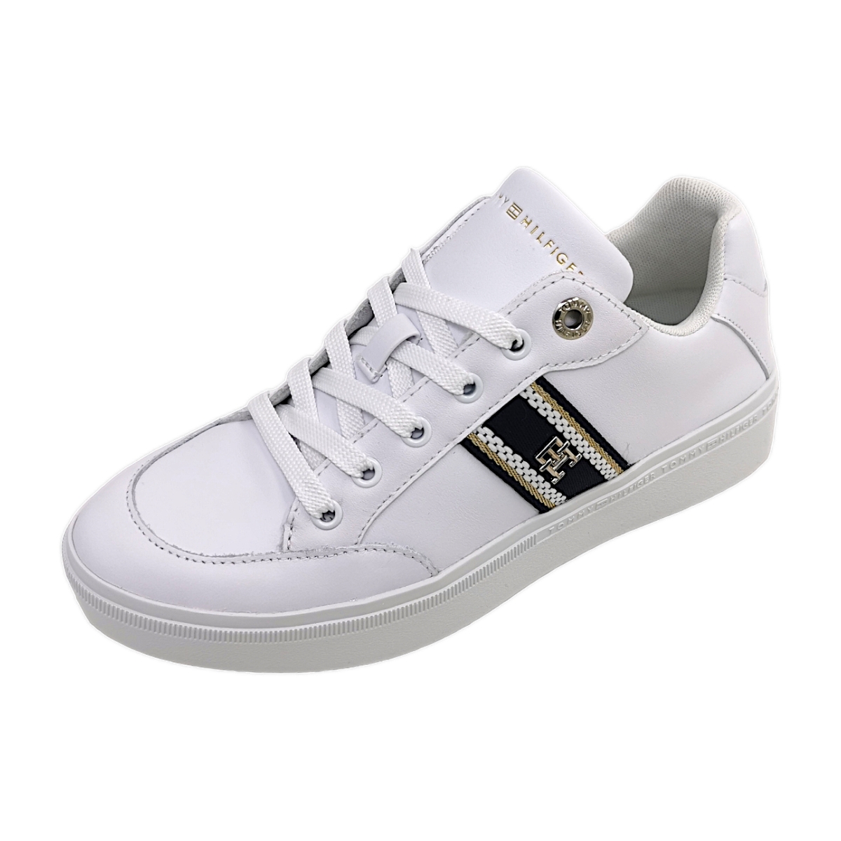 Tommy Hilfiger Cart Snake Damenschuhe sportlicher Schnürer Weiß Freizeit (YBS white, Größe 41 EU)
