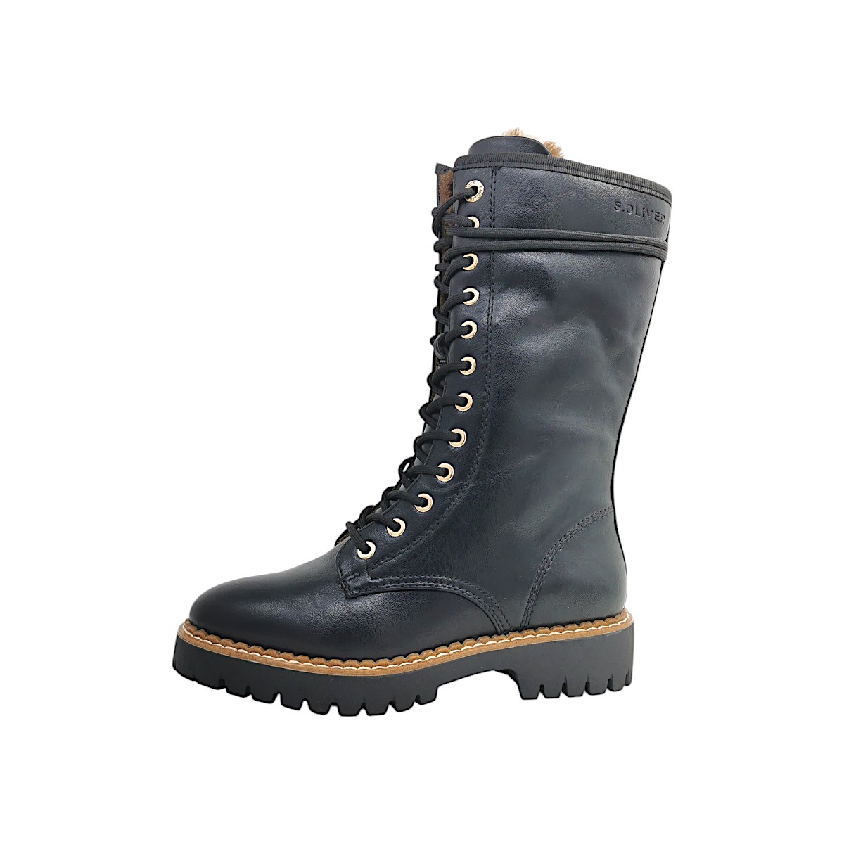 s.Oliver Damenschuhe Gefüttert Schaftstiefel Schwarz Freizeit