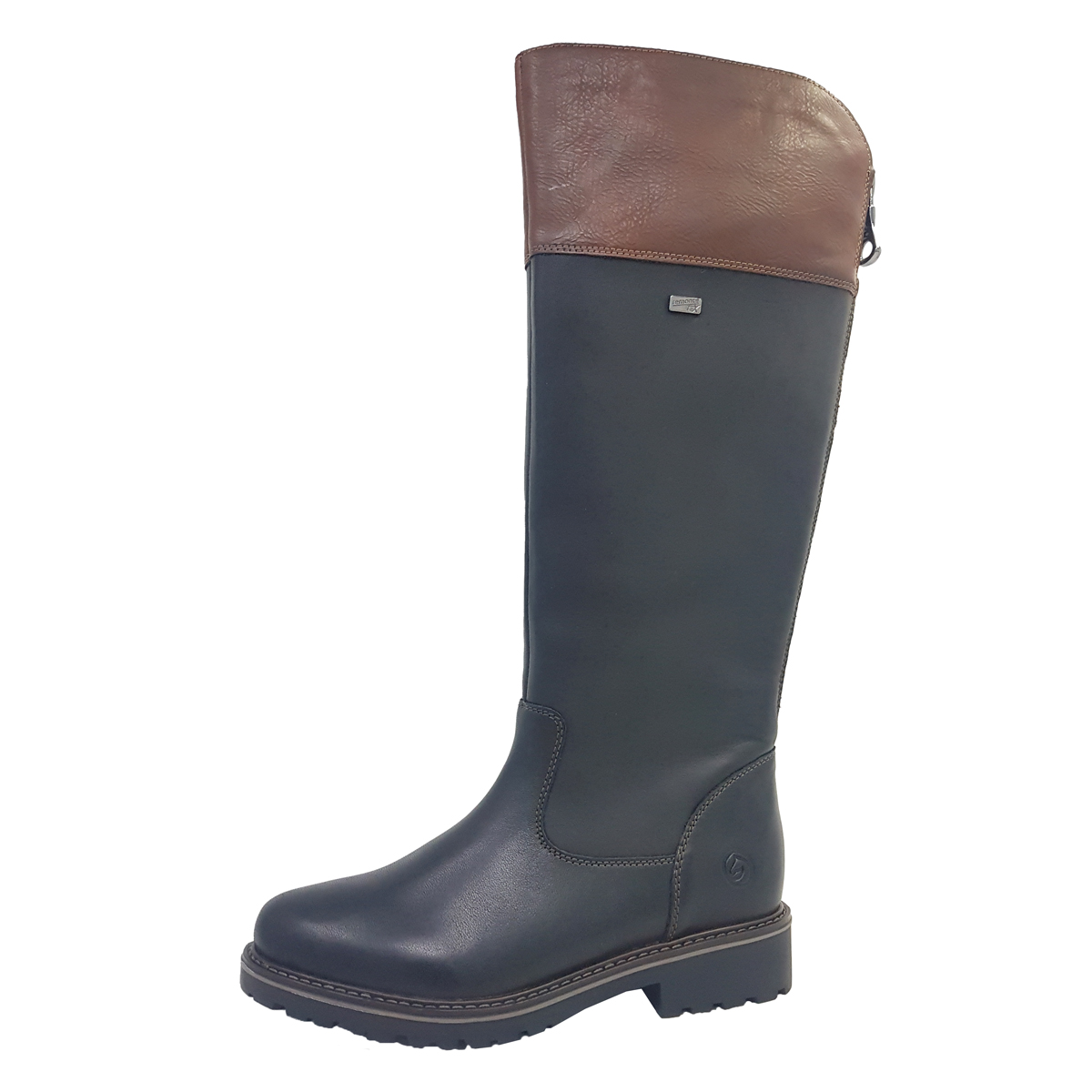 Remonte Damenschuhe Stiefel Reißverschluss Schaftstiefel Schwarz Freizeit (Schwarz/ Brown 02, Größe 39 EU)