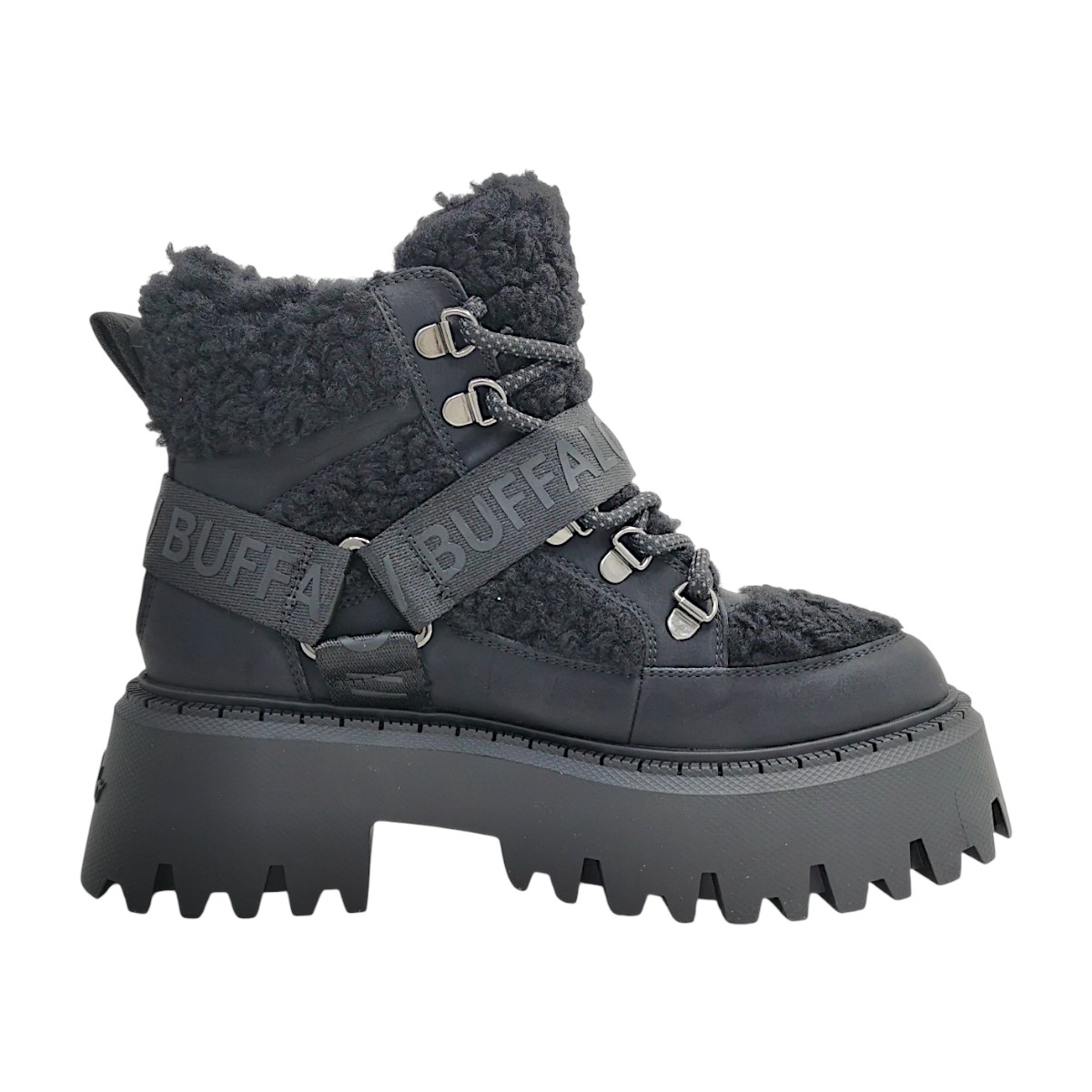 Buffalo Damenschuhe Schnürstiefel Schwarz Freizeit (Schwarz, Größe 39 EU)
