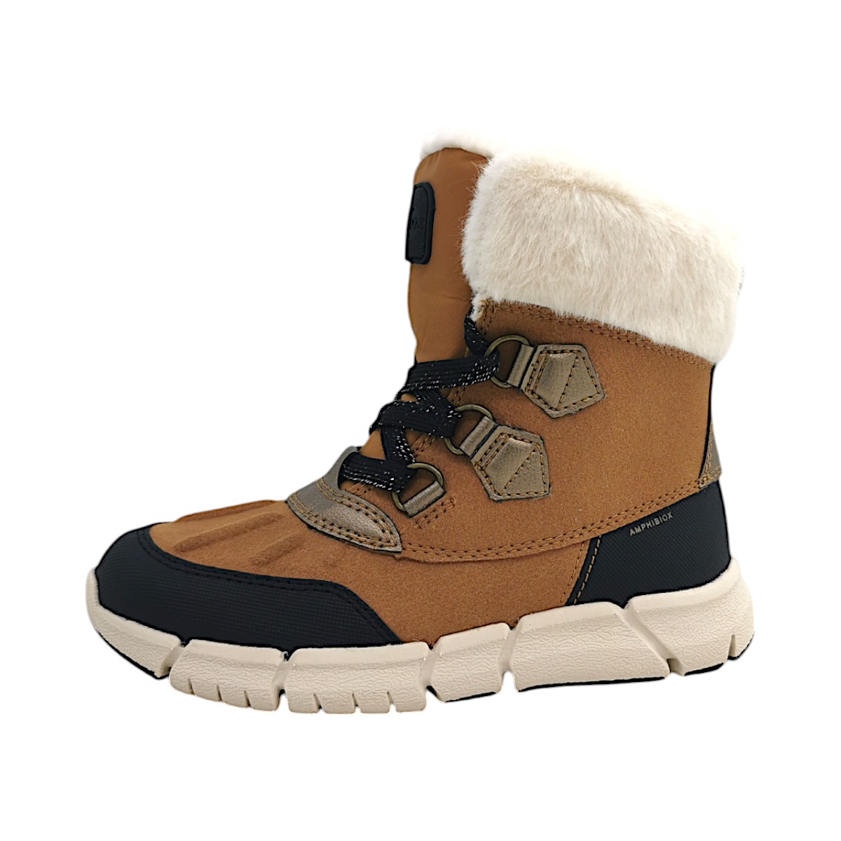 Geox FLEXYPER Kinderschuhe Mädchen Schnürstiefel Braun Freizeit