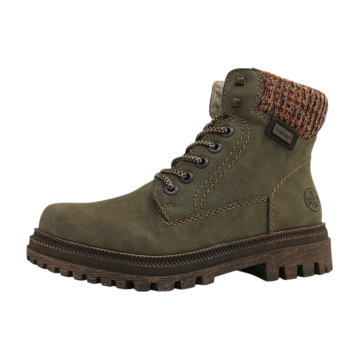 Rieker Damenschuhe Stiefeletten Reißverschluss Stiefel Grün Freizeit (grün 54, Gr. 1:36)