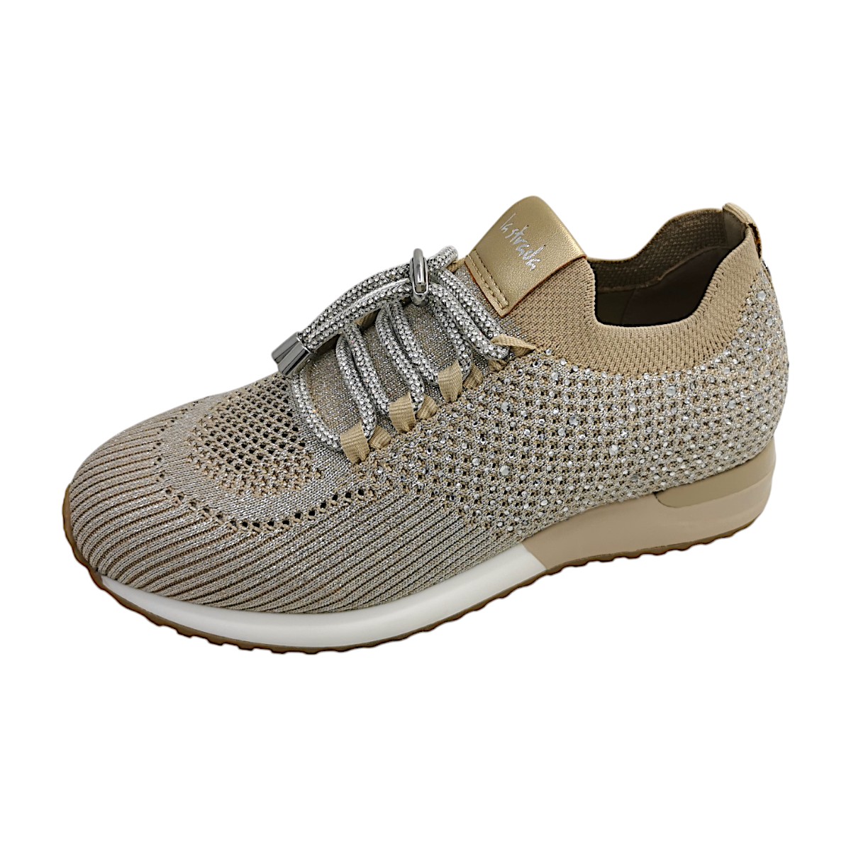 La Strada Damenschuhe Halbschuhe Slipper Beige Freizeit (beige silver, Größe 38 EU)
