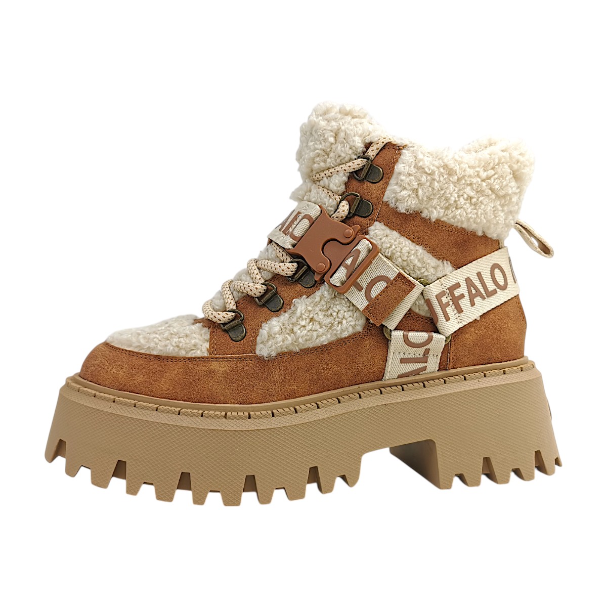 Buffalo Damenschuhe Schnürstiefel Braun Freizeit
