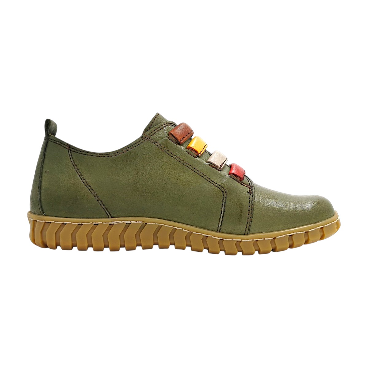 Gemini Damenschuhe Halbschuhe Bequem Slipper Grün Freizeit (khaki, Gr. 1:37)