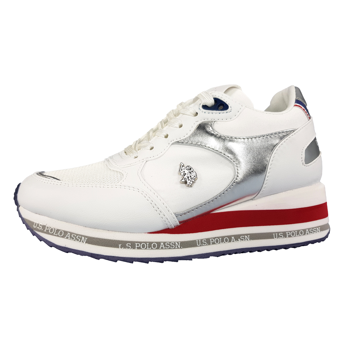 US Polo Damenschuhe Schnürschuhe Sportive Sneaker low Weiß Freizeit