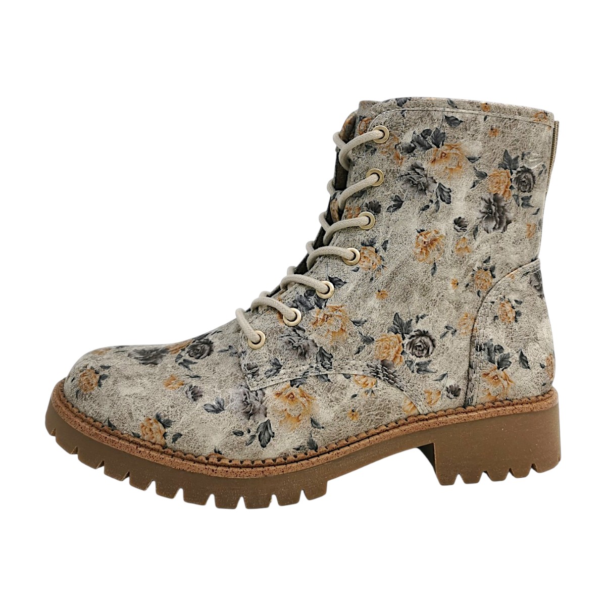 Jana Damenschuhe Schnürstiefel Beige Freizeit (beige/flower 449, Größe 37 EU)